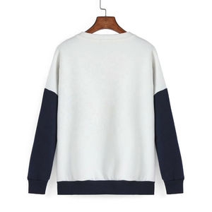 Sudaderas de mujer de algodón 100% de peso pesado hechas en fábrica de talla grande de punto cuello redondo parte inferior elástica empalme colores - Product Image 4