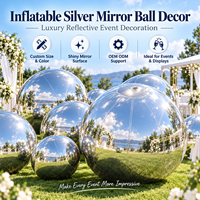 Boule de miroir argentée gonflable grosses boules brillantes ballon de fête disco géant décor d'événement de noël réfléchissant PVC grande sphère de miroir