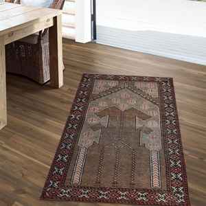 พรมพิมพ์ลายวินเทจ: พรมสีน้ำตาลสำหรับเพื่อนเจ้าสาวหรือของขวัญรอมฎอน พรมเนื้อนุ่มแบบไม่ทอ - Product Image 4