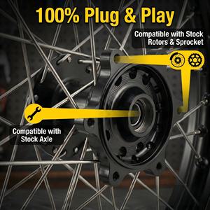 JFG Venta al por Mayor Ensamble de Rueda de Motocicleta de Aluminio 6061 Mejoras de <span class=keywords><strong>Llanta</strong></span> con Radios <span class=keywords><strong>para</strong></span> Moto de Cross Personalizada Sur-Ron Light Bee S X - Product Image 4