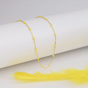 Collier chaîne pour femme en argent sterling 925 turc fait main, design émail jaune tendance, bijoux en gros - Product Image 6