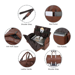 กระเป๋าดัฟเฟิลหนังวัวแท้ความจุขนาดใหญ่สำหรับผู้ชาย/ผู้หญิงแบบลำลองสำหรับเดินทางวันหยุดสุดสัปดาห์กระเป๋าสะพายไหล่สีดำนุ่ม - Product Image 5