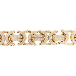 Pulsera de tendencia Doble fila Doble C Diseño Bling Natural Corte redondo Diamante Bizantino Pulsera de eslabones Plata de Ley 925 - Product Image 6