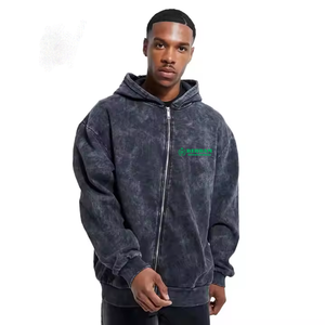 Sweat à capuche zippé personnalisé unisexe en polaire/tissu éponge français respirant, séchage rapide, délavé à l'acide, coupe oversize, grammage lourd - Product Image 6