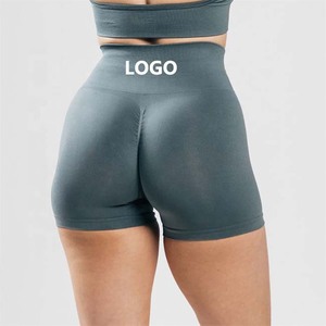 2025 OEM personalizado Spandex poliéster Material alta cintura Yoga desgaste motorista entrenamiento deportes pantalones cortos ropa de mujer Pantalones cortos transpirables - Product Image 6