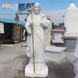 Statue religieuse en marbre blanc grandeur nature de <span class=keywords><strong>jardin</strong></span> Sculpture sacrée de Jésus et de mouton pour les jardins d'église et la décoration intérieure chrétienne - Product Image 3