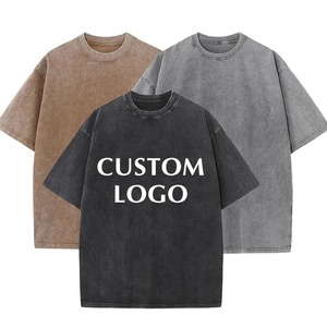 Hip Hop Heavyweight 100% Cotton Anti-UV 230g O-Neck Short Sleeve Quick Dry Loose Blank Acid Wash Custom Men Vintage T-Shirt - Product Image 2