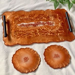 Plateau de service en résine fait main, 100 pièces, couleur personnalisée, finition vibrante, ajout élégant pour la salle à manger, la cuisine, le salon, les fêtes - Product Image 5