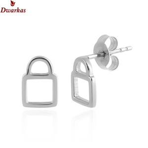 Vente en gros de boucles d'oreilles en forme de serrure en argent sterling 925 minuscule style délicat à la mode pour les adolescentes occasion de mariage-bijoux de délicatesse - Product Image 1