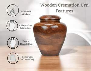 โกศใส่เถ้ากระดูกสำหรับใส่เถ้ากระดูกสำหรับใส่ขี้เถ้าของมนุษย์ของที่ระลึกที่ระลึกขนาดใหญ่พร้อมกำมะหยี่ขอให้คนที่รักขี้เถ้า - Product Image 4