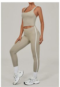 2 Pieces Yoga Sets Sportswear Women Color Contrast Shockproof Sports <b>Bra</b> High Waist Tight Leggings Gym Fitness Suit Tracksuits - Product Image 2