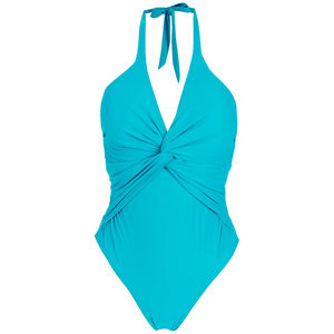 Customizable Solid Pattern Piece V-neck Bikini Swimsuit Beach Wear OEM Manufacturer Service - Product Image 1