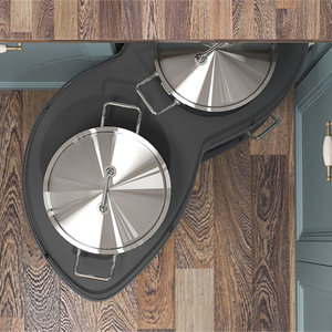 TY Durable 36" Kitchen Lazy Susan <strong>Storage</strong> Blind <strong>Corner</strong> <strong>Unit</strong> Eco-Friendly Grey Minimalist Soft-Close Two-Tier <strong>Storage</strong> in Cabinets - Product Image 4