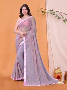 Wholesale <b>Supply</b> Quality Indian Ethnic Georgette Saree Blouse for Adults Latest Sequence Embroidery Design for Women - Product Image 2