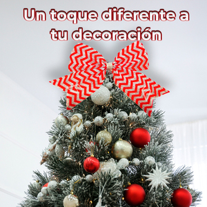 Grande Fiocco Decorativo Natalizio in Iuta Rossa con Motivo Dorato - Product Image 1