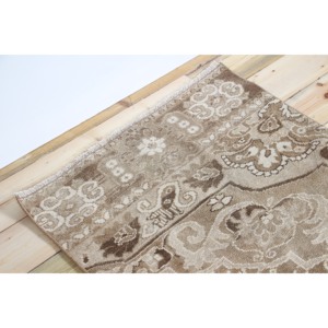 Tapis turc 2,6 x 10 pieds, tapis de couloir vintage, tapis marron à motifs floraux - Product Image 5