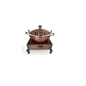 Cobre acabado con soporte de diseñador calentador de alimentos hecho a mano Hotel y restaurante vajilla servir plato de frotamiento diseño más nuevo - Product Image 5