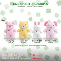 Série Lucky, mini jouets en peluche en velours perlé de 13 cm, 8 styles : cochon, chat, lapin, axolotl, koala, ours, singe, renard, cadeau pour enfants