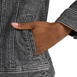 Veste en jean en toile bleue classique pour femme avec bouton sur le devant Vêtements d'extérieur décontractés à capuche pour toutes les saisons pour l'hiver - Product Image 4