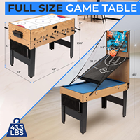 Table de jeu multiple 6 en 1 de 48 po pour arcade intérieure et extérieure avec piscine, air hockey, baby-foot et basket-ball.