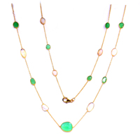 925 Sterling Silver Long Collier pour Fêtes Classique Chrysoprase Opale Pierres Précieuses Bas quantité minimale de commande Fournisseur de Bijoux pour Anniversaires