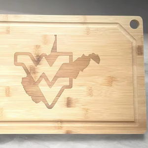 Tabla de Cortar Grande para Cocina, de Madera de Acacia, Grano de Extremo, Madera Maciza Empalmada, Bloque de Cortar, 2.0 cm de Grosor, Rectangular, Forma de Media Luna - Product Image 1