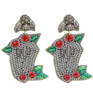 Boucles d'oreilles brodées de perles de style traditionnel avec des couleurs vibrantes sur le thème du festival et 100% perles de verre pour une apparence élégante - Product Image 4
