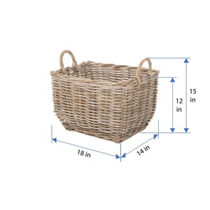 Slanted Rattan <b>Basket</b> with Handle Handmade <b>Storage</b> <b>Basket</b> Wholesale eco-friendly Made in Viet Nam - Product Image 5