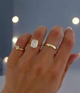 Lab Grown Diamond Cushion Cut 2.01CT Bezel <b>Set</b> Luxury Surprise <b>Ring</b> 14K Solid Gold Fine Jewelry <b>For</b> <b>Womens</b> Gift <b>For</b> Wedding - Product Image 4