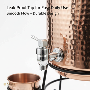 Dispensador de Agua Moderno de Cobre 100% Ayurveda con Agua Fría/Caliente, Superficie Chapada en Oro, 4 Grifos, Tamaño Personalizable, Garantía de 3 Años - Product Image 6