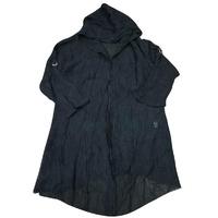 Cardigan long à capuche pour homme, style streetwear, couleur unie, respirant, demi-manches, en polyester tissé