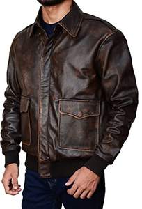 Hasnain-chaqueta de cuero para hombre personalizada, Cazadora Bomber de cuero para motocicleta con cremallera - Product Image 2
