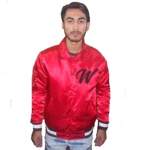 College Blank Embroidery Bulk Wholesale Custom Reversible Plus Size <b>Mens</b> Varsity <b>Baseball</b> Bomber Satin Polyester <b>Jacket</b> - Product Image 5