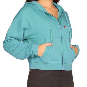 Sweat à capuche zippé personnalisé de haute qualité pour femmes couleur unie éponge française 100% coton Logo avant pour l'hiver fabriqué au Pakistan - Product Image 2