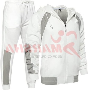 Survêtements techniques personnalisés unisexes d'hiver à capuche en polyester imprimés par sublimation, ensemble 2 pièces avec veste zippée pour équipes sportives, qualité jogging - Product Image 2