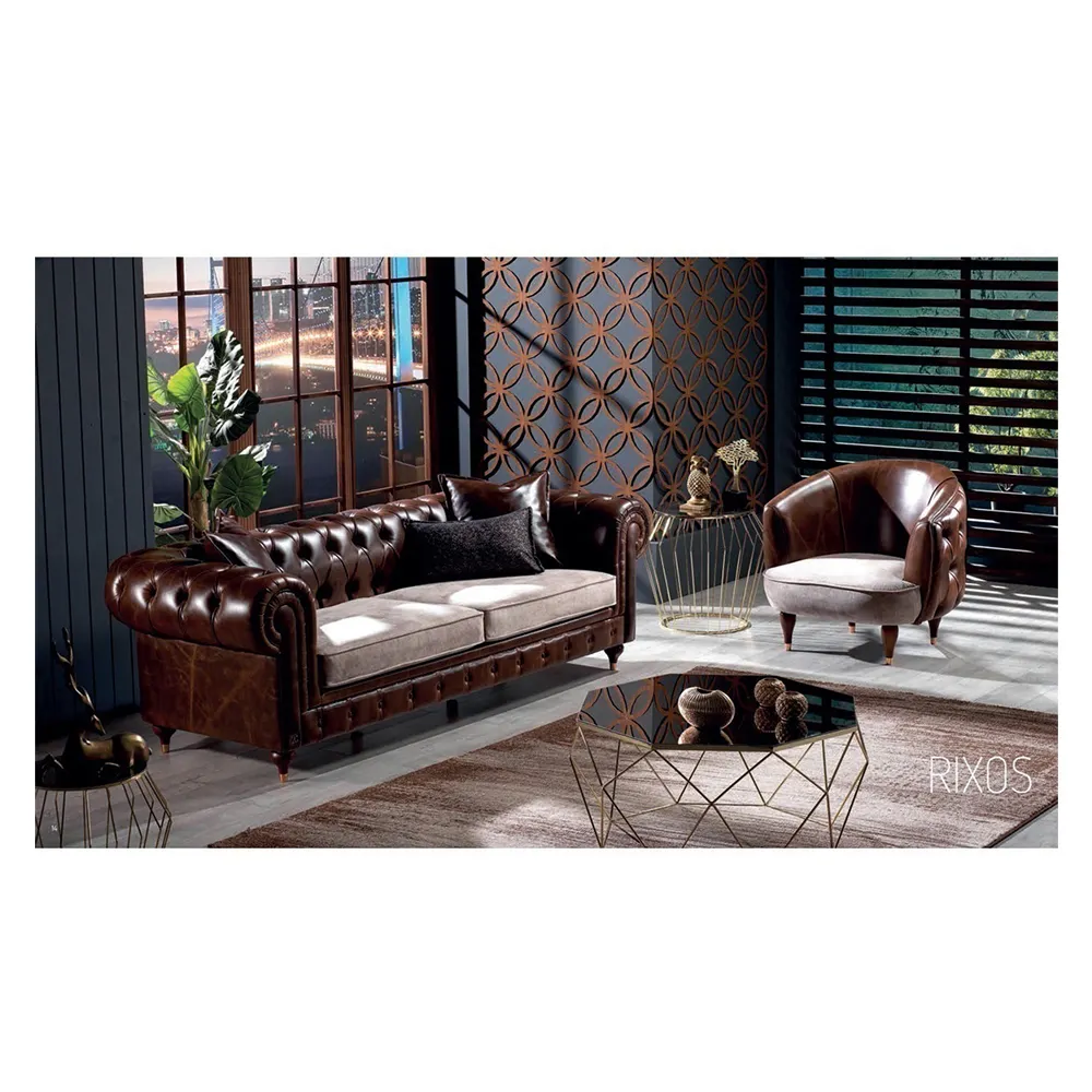 Hot Sale Echtes Leder Chesterfield Sofa Chesterfield Sofa Echtes Leder 3-Sitzer Chesterfield Top Grain Echtes Leder