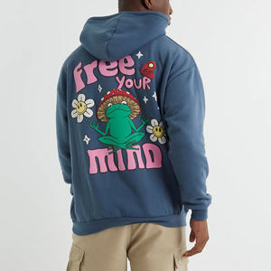 OEM New Wholesale 100% Cotton Fleece Hoodies Men's Custom Logo Unisex Loose Fit Heavyweight Plaid Embroidered Screen Printed - Product Image 3