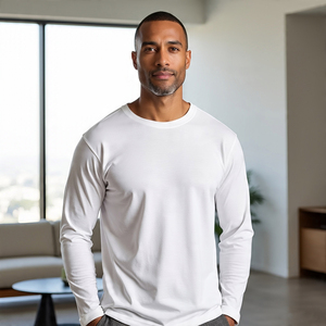 T-shirt à manches longues et col rond pour hommes, haut de jogging d'été oversize respirant pour le printemps et l'été - Product Image 3