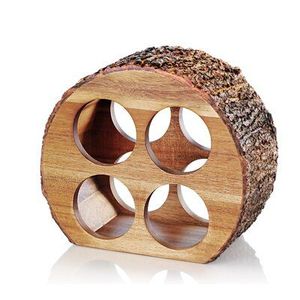 Porte-bouteille en bois élégant avec motif de grain naturel améliorant les intérieurs rustiques et modernes - Product Image 1