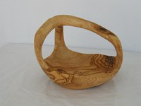 Bol à salade et panier à fruits secs en bois d'olivier sculpté à la main, écologique et durable, logo personnalisé, style campagnard antique, diamètre 25 cm