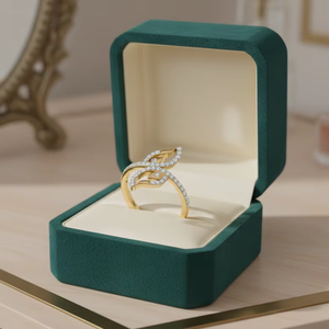 Anillo de Lujo para Mujer en Oro de 14K y Diamantes Naturales con 48 Piedras de Corte Brillante Color Blanco G |   0.40Ctw Chapado en Rodio para Uso Diario - Product Image 5