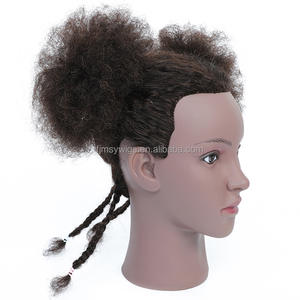 Tête de Mannequin Cheveux <span class=keywords><strong>Afro</strong></span> Vague Humains Réels Modè<span class=keywords><strong>le</strong></span> <span class=keywords><strong>Coiffure</strong></span> Pratique Teinture Permanente Coupe Coiffage Tête d'Entraînement Visage Noir - Product Image 5