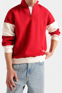 Breathable 350gsm Men's Quarter <b>Zip</b> <b>Sweatshirts</b> Custom Screen Printed Washed Contrast Color Panel Style Pullover Winter - Product Image 2