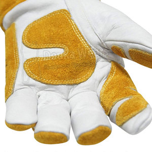 Gants de travail résistants à la chaleur de haute qualité, personnalisables avec un motif sur mesure, faible MOQ, gants de soudure en cuir pour la construction. - Product Image 3