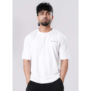 Camiseta de Manga Corta para Hombre, Cuello Redondo, Algodón Jersey de 220g, Corte Regular, Color Blanco, Logotipo Estampado en la Espalda, Transpirable, Informal - Product Image 1