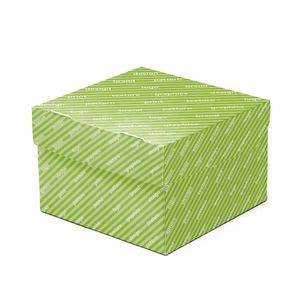 Boîte cadeau rigide avec fond ouvrant 17x17x14 cm, blanche, en matériau recyclé avec gaufrage - Product Image 1