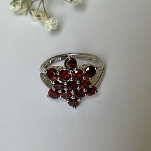Shah Gems Women's Natural Garnet <b>Ring</b> in 925 Sterling Silver Rhodium Plated Fine Jewelry for Everyday Wear - Product Image 4