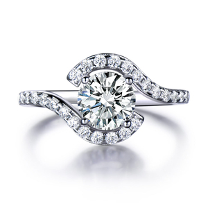 Anillo de bodas de plata de ley 925 personalizado para mujer Diseño clásico 14K 18K Oro blanco Diamante azul Certificado IGI para fiestas - Product Image 6