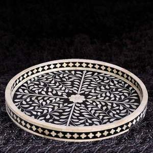 Bandeja de incrustaciones de hueso de nuevo diseño, bandeja de servicio india hecha a mano, bandeja de servicio de incrustaciones de hueso de alta calidad de lujo por S A y Sons Exports - Product Image 4