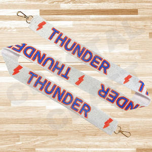 Gator Nation, correas de bolsa de cuentas de semillas de oro blanco personalizadas, accesorio de moda 'Hook Em Horns', correa de monedero con cuentas - Product Image 4